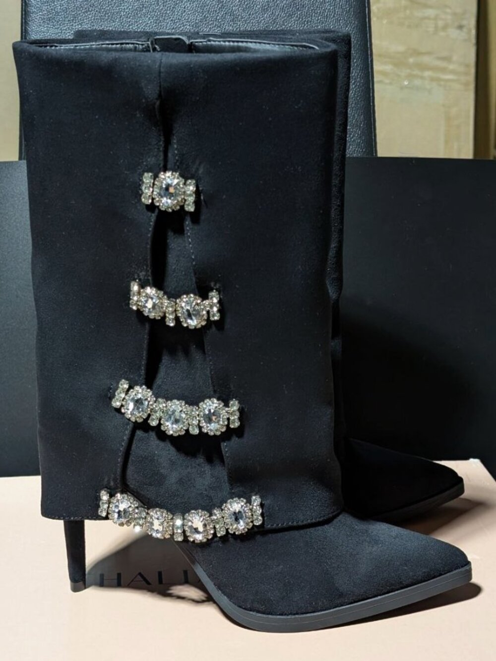 Thalia Sodi Nami Embellished Mid-Calf Boots Black US Size 7.5 - Picture 2 of 10